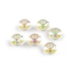 Mărgele din plastic cu orificiu mare ø13 mm cu efect ab - Galben deschis (6 Bucăți)