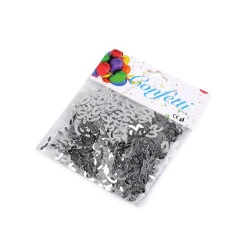 Confetti numere 30; 40; 50; 60 - pentru petreceri, sărbători de zile de naștere - Argintiu (1 Sac)