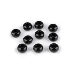 Mărgele decorative din plastic cu gaură mare ø15 mm - Negru (10 Bucăți)