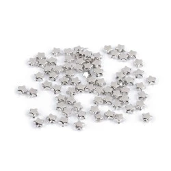Mărgele de plastic mini steluțe, inimioare, cuburi metalice - Argintiu (10 Grame)