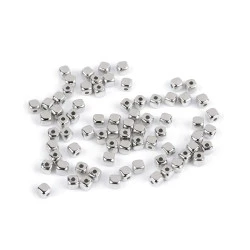 Mărgele de plastic mini steluțe, inimioare, cuburi metalice - Argintiu (10 Grame)