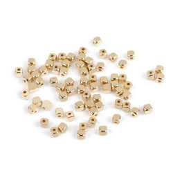 Mărgele de plastic mini steluțe, inimioare, cuburi metalice - Auriu deschis (10 Grame)