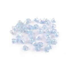 Mărgele clopoțel/fustă din plastic cu efect ab 9x11 mm - Bleu nu-mă-uita (10 Grame)