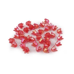 Mărgele clopoțel/fustă din plastic cu efect ab 9x11 mm - Roșu (10 Grame)