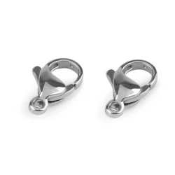Închizătoare carabină / lobster oțel inoxidabil 8x13 mm - Platinum (20 Bucăți)