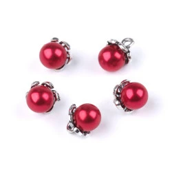 Nasture  / pandantiv perla ø9 mm - Roșu închis (25 Bucăți)