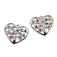 Pandantiv inimă cu pomul vieții și pietricele 26x30 mm - Platinum (2 Bucăți)