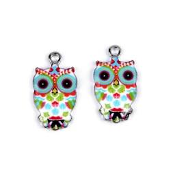 Pandantiv bufniță 13x23 mm - Albastru deschis (2 Bucăți)