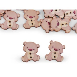 Nasturi decorativi din lemn  urs - Bej deschis (50 Bucăți)
