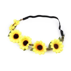 Bentita elastica de par cu flori - Galben (1 Bucată)