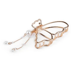 Agrafă de păr din metal cu pandantiv de perle - Auriu (1 Bucată)