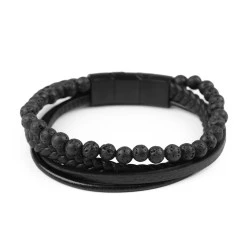 Bratara unisex din piele - Negru (1 Bucată)
