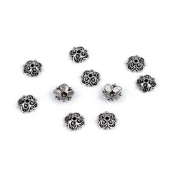 Capace mărgele floare ø10 mm - Platinum (10 Bucăți)