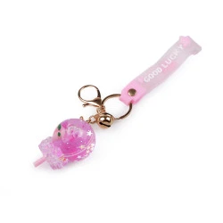 Breloc cu lichid și sclipici - Roz deschis (1 Bucată)