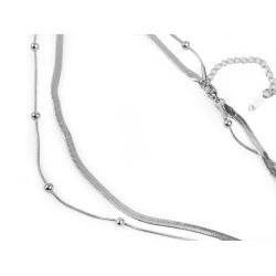 Colier dublu din oțel inoxidabil - Argintiu (1 Bucată)