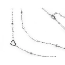 Colier din oțel inoxidabil inimă cu strasuri - Argintiu (1 Bucată)