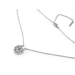 Colier inimă/trifoi din oțel inoxidabil „2 în 1” cu strasuri - Argintiu (1 Bucată)