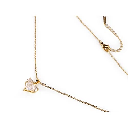 Colier din oțel inoxidabil cu strasuri - Cristal (1 Bucată)