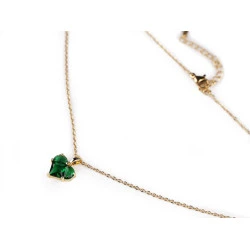 Colier din oțel inoxidabil cu strasuri - Emerald (1 Bucată)