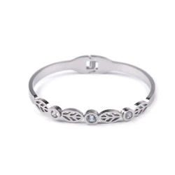 Bratara din otel inoxidabil cu strasuri - Argintiu (1 Bucată)