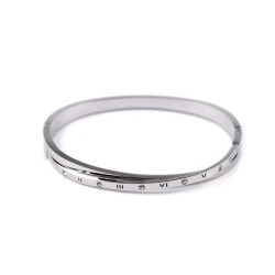 Bratara din otel inoxidabil cu strasuri - Argintiu (1 Bucată)