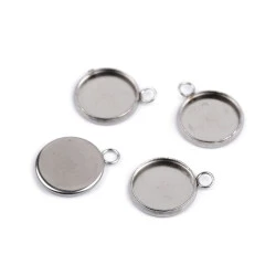 Baza pandantiv / caboson din inox ø12 mm - Platinum (4 Bucăți)