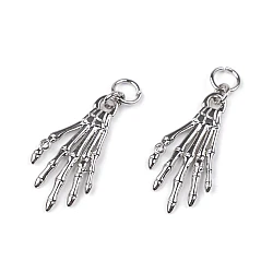 Pandantiv mână schelet cu strasuri 18x35 mm - Platinum (2 Bucăți)