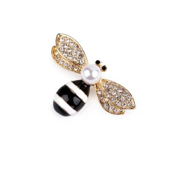 Brosa albina cu pietre si perla - Cristal (1 Bucată)