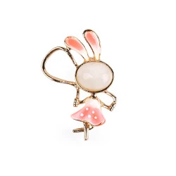 Broșă iepure, oaie, girafă, vulpe - Roșu coral deschis (1 Bucată)