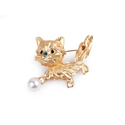 Brosa catel cu pietre - Auriu deschis (1 Bucată)