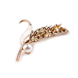 Broșă frunză cu pietre - Auriu (1 Bucată)
