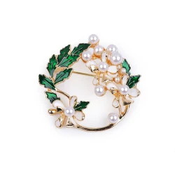 Brosa cu perle - Verde închis (1 Bucată)