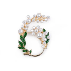 Brosa cu perle - Verde închis (1 Bucată)