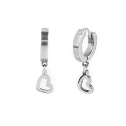 Cercei din oțel inoxidabil inimă, trifoi, munte - Argintiu (1 Pereche)