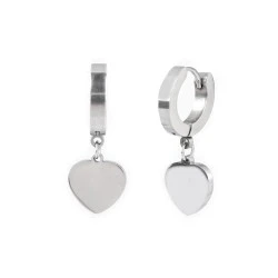 Cercei din oțel inoxidabil inimă, trifoi, munte - Argintiu (1 Pereche)