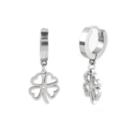 Cercei din oțel inoxidabil inimă, trifoi, munte - Argintiu (1 Pereche)