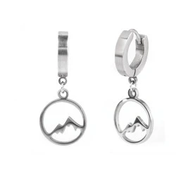 Cercei din oțel inoxidabil inimă, trifoi, munte - Argintiu (1 Pereche)