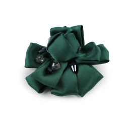 Brosa floare din satin cu strasuri ø7 cm - Verde închis (1 Bucată)