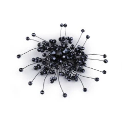 Brosa cu margele fatetate - Albastru întunecat (1 Bucată)