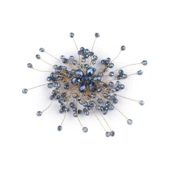 Brosa cu margele fatetate - Albastru delta (1 Bucată)