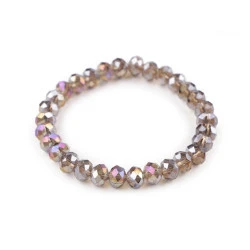 Bratara elastcica din margele de sticla cu efect ab - Gri neutral (1 Bucată)