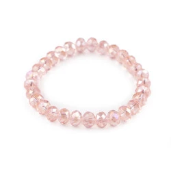 Bratara elastcica din margele de sticla cu efect ab - Roz pudrat (1 Bucată)