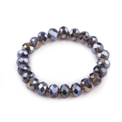 Bratara elastcica din margele de sticla cu efect ab - Gri neutral (1 Bucată)