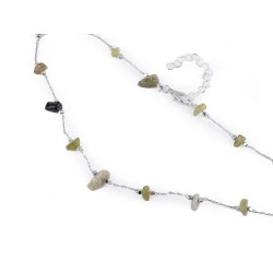 Colier din otel inoxidabil cu margele de sticla - Bej deschis (1 Bucată)