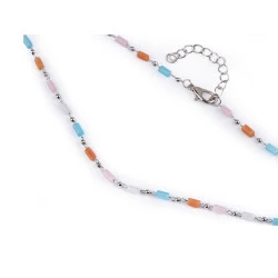 Colier din otel inoxidabil cu margele de sticla - Multicolor (1 Bucată)