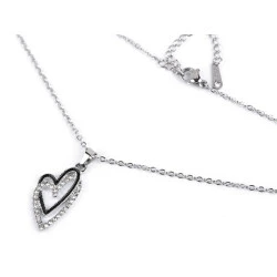 Colier din oțel inoxidabil, cruce, inimă - Cristal (1 Bucată)