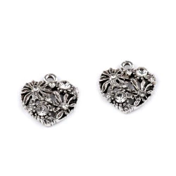 Pandantive cu strasuri inimă, vioară, coroană - Platinum (2 Bucăți)