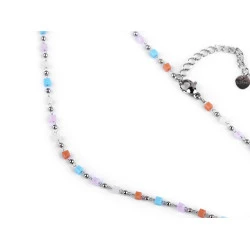 Colier din oțel inoxidabil cu strasuri - Roz somon deschis (1 Bucată)