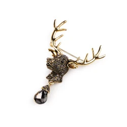 Brosa cerb cu strasuri - Auriu (1 Bucată)