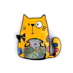 Broșă metalică câine, pisică - Galben (1 Bucată)